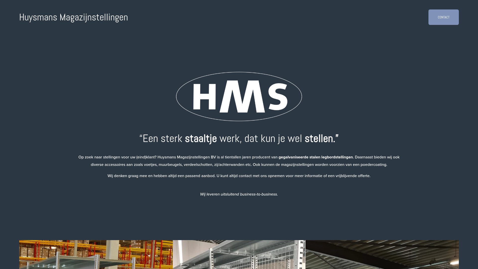 Screenshot van huysmansmagazijnstellingen.nl